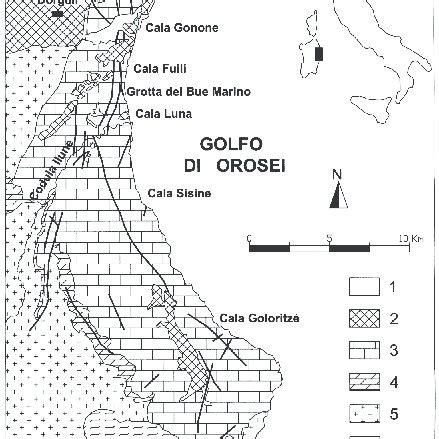 Carta Geologica Schematica Del Golfo Di Orosei Alluvioni E Depositi