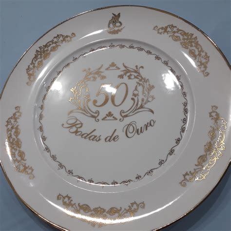 Prato Bodas De Ouro Grande Porcelana Elo Produtos Especiais