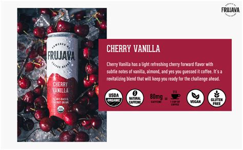 Frujava Sparkling Cherry Vanilla Energy Drink Natural Caffeine From Coffee