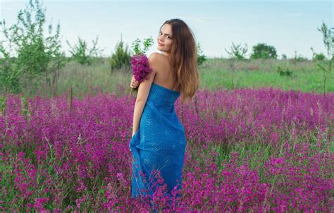 Wallpaper Look Girl Flowers Hair Meadow A Bunch For Mobile And