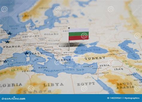 The Flag of Bulgaria in the World Map Stock Image - Image of ...