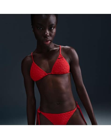 Nike Swim Swoosh Link Terry Tie String Bikini Bottom In Blue Lyst