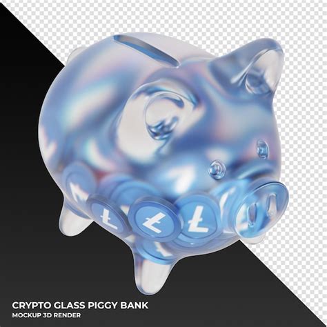 Premium Psd Litecoin Ltc Glass Piggy Bank With Crypto Coins D