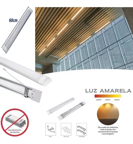 Luminaria Tubular Led Sobrepor 18w 3000k 60cm Calha 018bq