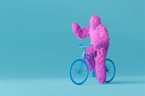 Free Photo Purple Yeti Cartoon On Bicycle