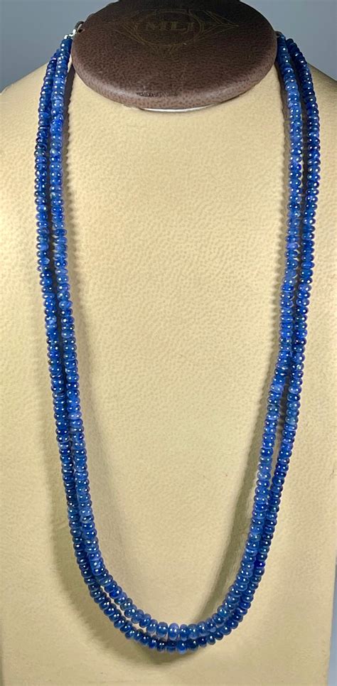 105 Carat Natural Sapphire Bead Two Strand Necklace Sterling Silver