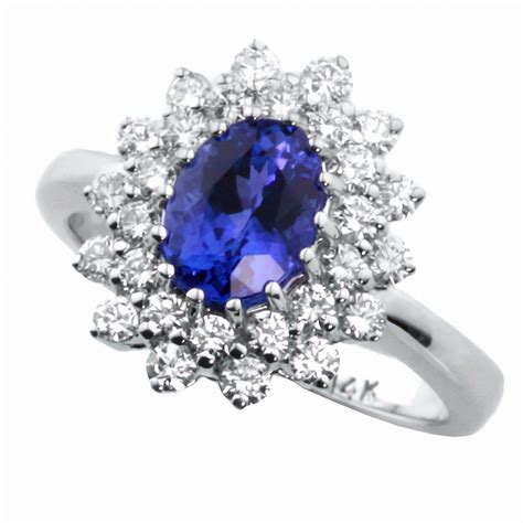 4 75ct Oval Tanzanite And Diamond Halo Cocktail Ring