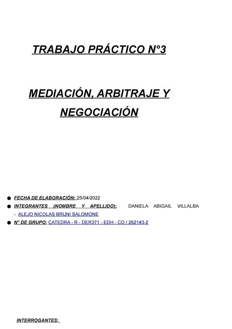 Tp 3 Mediacion Tp 3 Unico Con Nota 100 Corregido Hace 7 Dias TRABAJO