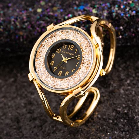 Luxe Merk Strass Horloges Vrouwen Roestvrij Stalen Armband Bangle