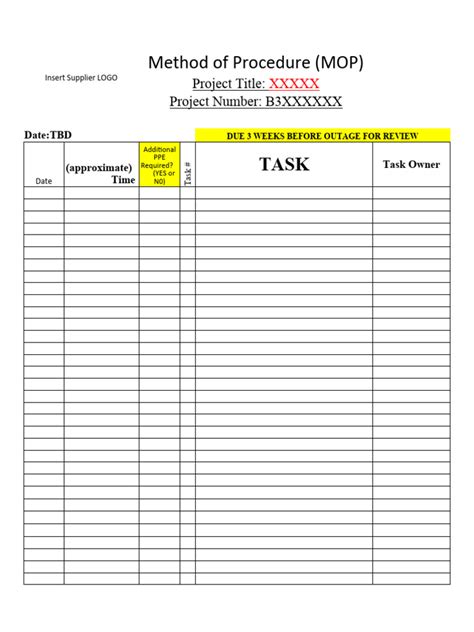 Method Of Procedure Mop Form Pdf Electrical Engineering Electricity