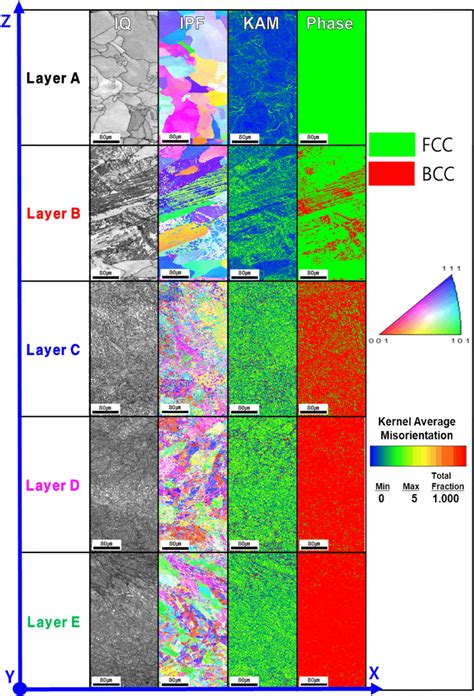 Ebsd Iq Ipf And Kam Maps Phase Maps In Layer Of As Built Specimen