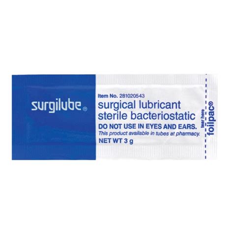 Surgilube Surgical Lubricant 3 Gram Foilpac Sterile Bacteriostatic