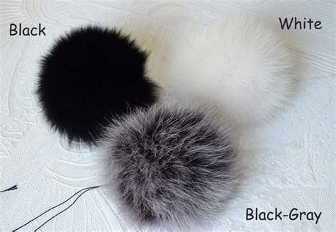 Set Of Real Fur Pom Poms Genuine Arctic Fox Large Pompom For Etsy