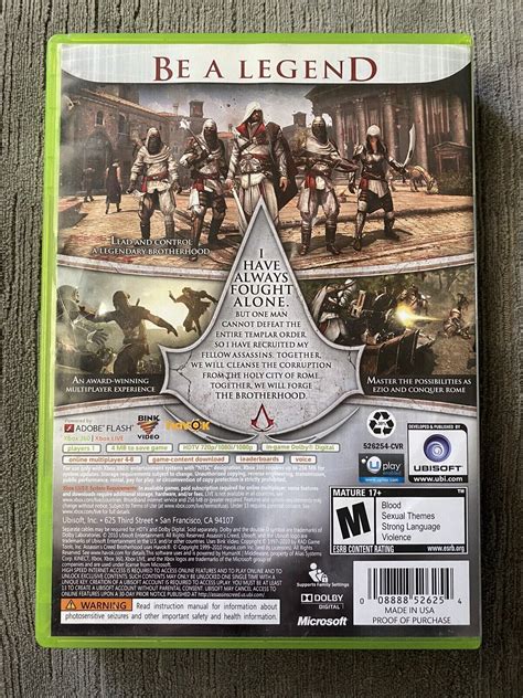 Xbox 360 Assassins Creed Brotherhood Rated M With Box And Manual Tested 8888526254 Ebay