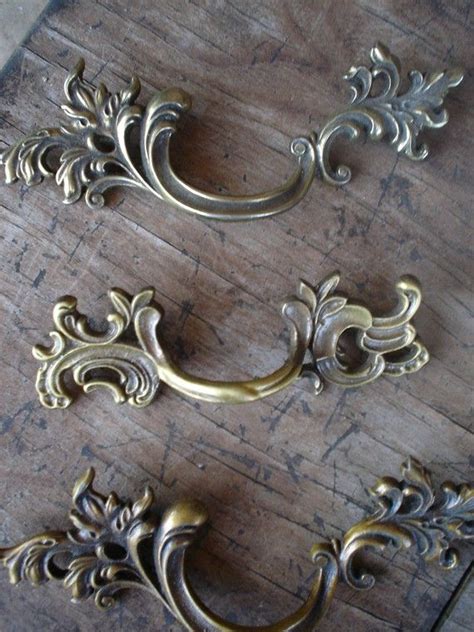 Vintage French Provincial Brass Drawer Handles Etsy French Vintage