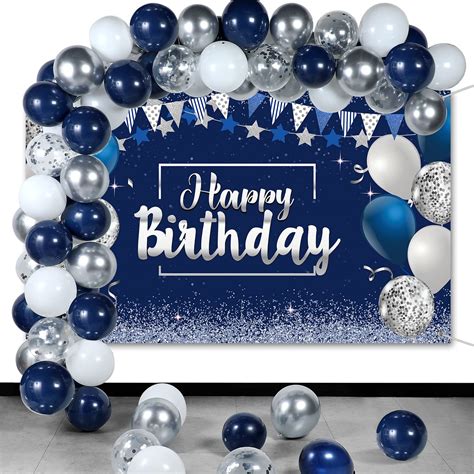 Navy Blue Birthday Confetti Balloons Kit Set Pieces Blue Birthday