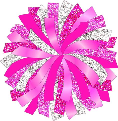 Custom Pom Glitter And Glam Pom Pom Digital Clipart Pink And Silver Pom