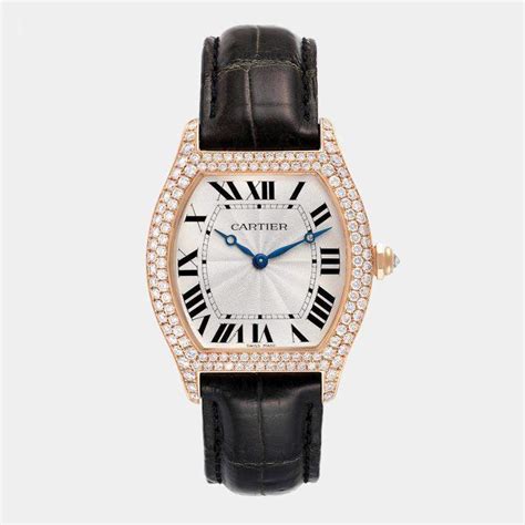 Cartier Silver 18k Rose Gold Tortue Wa503751 Manual Winding Women S Wristwatch 28 Mm Cartier