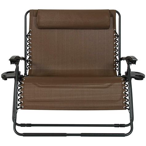 Chair 2 Person Double Wide Folding Recliner Patio Lounge