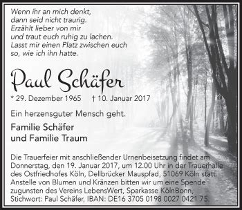 Traueranzeigen Von Paul Sch Fer Wirtrauern