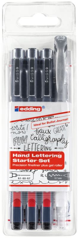 Edding Hand Lettering Starter Set Profipen Fineliner Gel Roller