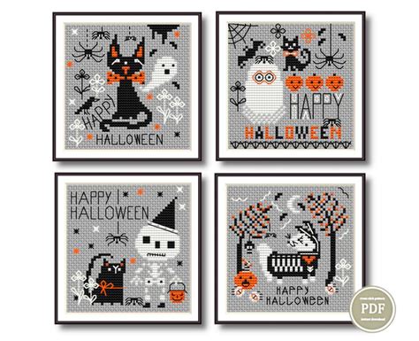 Halloween Cross Stitch Pattern Set Patterns Jolly Hallowee Inspire