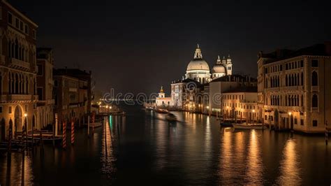 View Of Grand Canal And Basilica Santa Maria Della Salute In Venice Generative Ai Stock