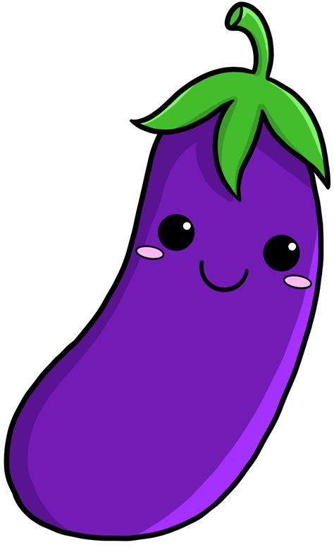 Aubergine De L Gumes De Dessin Anim Mignon Color Png