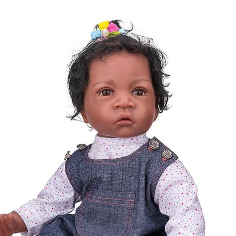 60cm Poupée complète Bebe Reborn Corps doux Peau Noire Flexible Afro