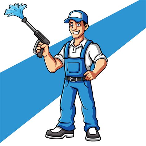 Pressure Washer Man Cartoon Mascot Character Vector Art At