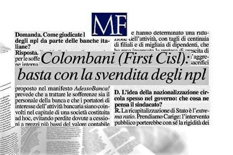 Mf Intervista Riccardo Colombani Npl Carige Mps Rinnovo