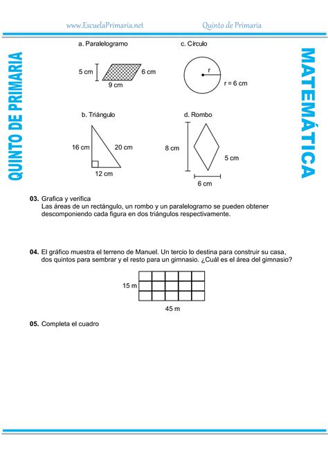 Per Metros Y Reas Para Quinto De Primaria Doc