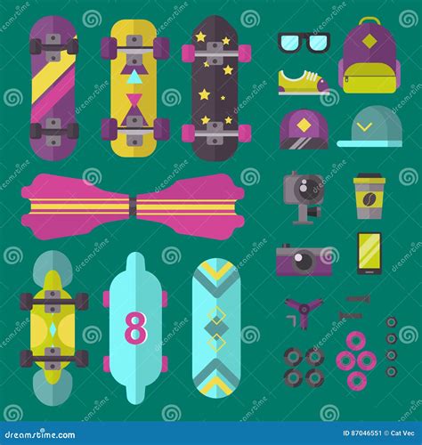 Skateboard Icons Vector Set Stock Vector Illustration Of Black Coffee 87046551