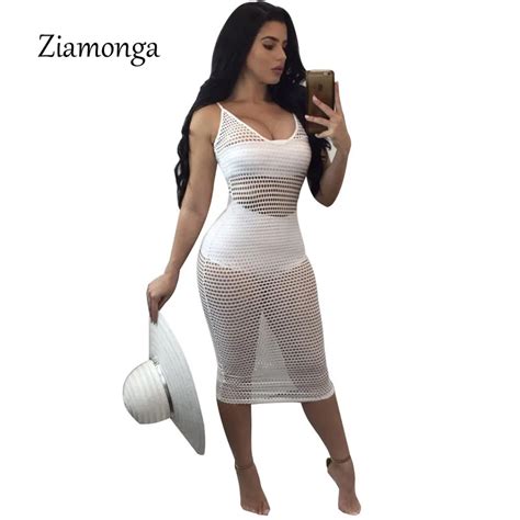 Ziamonga Sexy Ropa De Malla Blanca Bodycon Mujeres Ropa De Dormir