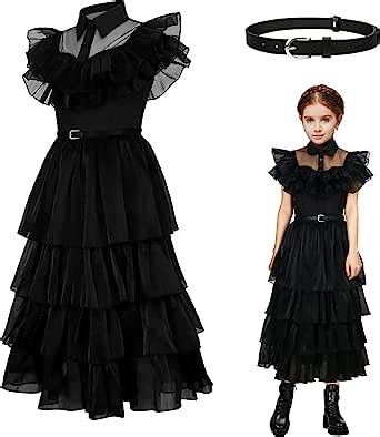 QJWDB Mercoledì Addams Costume Vestito Bambina Cosplay Addams Abiti