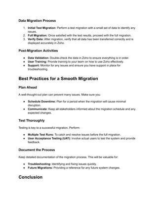 Streamline Your Crm Transition Act To Zoho Migration With Caldere Pdf