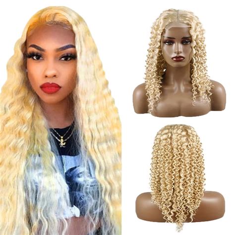 Amazon 613 Blonde Lace Front Wigs Human Hair 18 Inch Water Wave