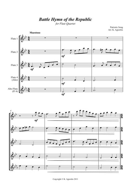 Battle Hymn Of The Republic Jazz Arrangement For Flute Quartet By Kate Agioritis Flute