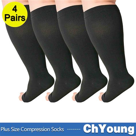 4pack M 7 Open Toe Compression Socks For Men And Women Stockings 20 30mmhg Support Circulation