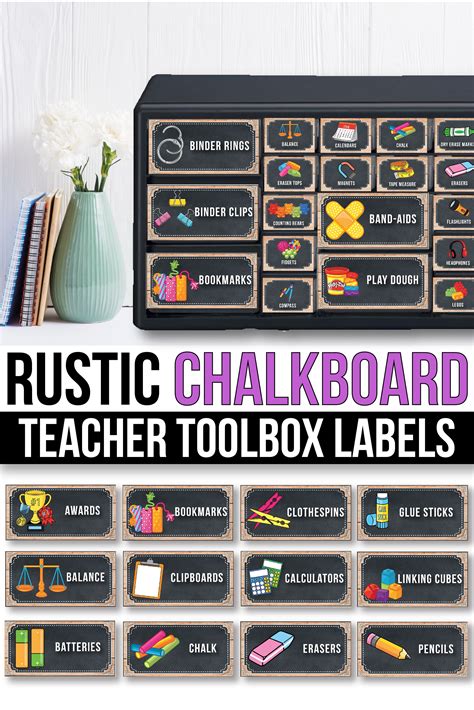 Teacher Toolbox Labels With Pictures Editable Chalkboara Classroom