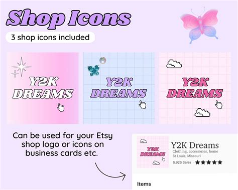 Y2k Etsy Shop Kit Etsy Shop Banner Kit Branding Kit Retro Banner