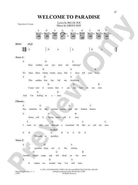 Paradise Guitar Chords