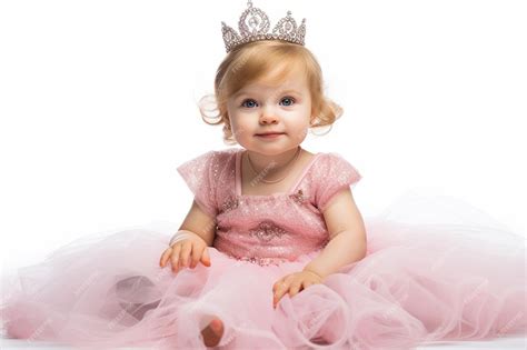 Premium AI Image | Baby Girl in Princess Costume on White