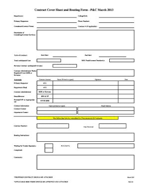 Contract Cover Sheet Fill Online Printable Fillable Blank PdfFiller