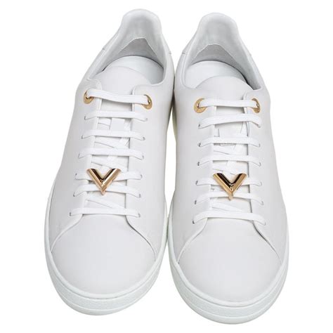 Louis Vuitton White Leather Logo Embellished Frontrow Low Top Sneakers Size 42 At 1stdibs