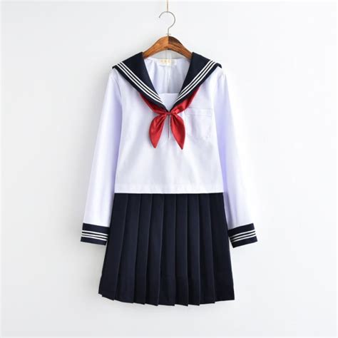 White Schoolgirl Uniform Japanese Class Navy Sailor School Uniforms