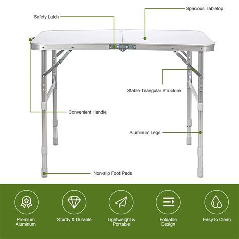 Uptyia Aluminum Foldable Compact Lightweight Outdoor Bbq Portable 2 Ft