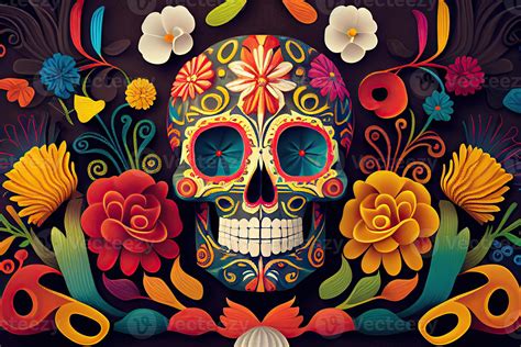 Dia De Los Muertos Background Day Of The Dead Art Decoration Bones