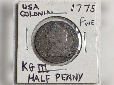 Usa Colonial King George Iii Half Penny L W Benton Company Inc