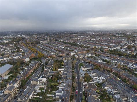 Street And House In The Suburbs Of Dublin Ireland Aerial View Stock